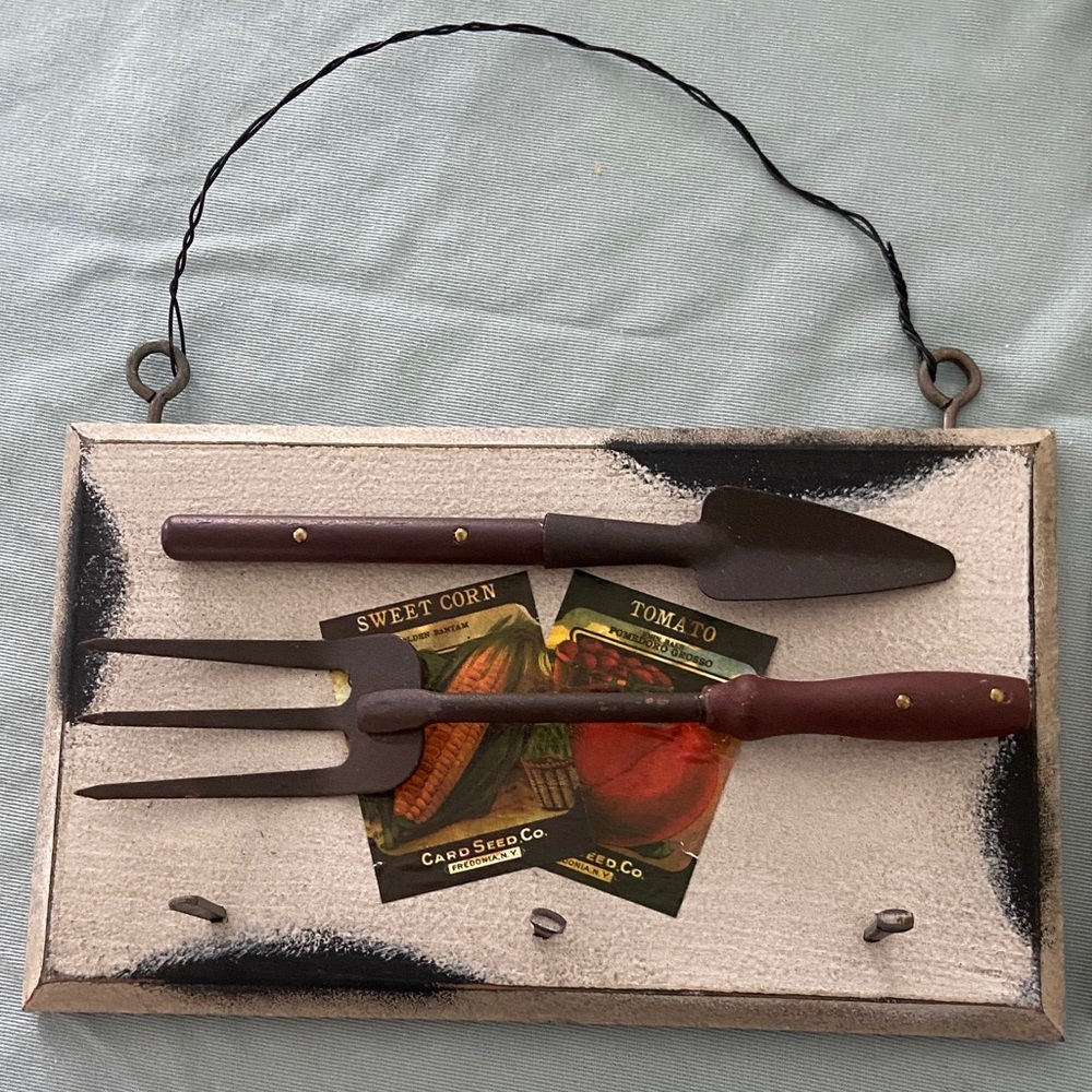 Decorative Garden Tool Wall Art with Brown Accents